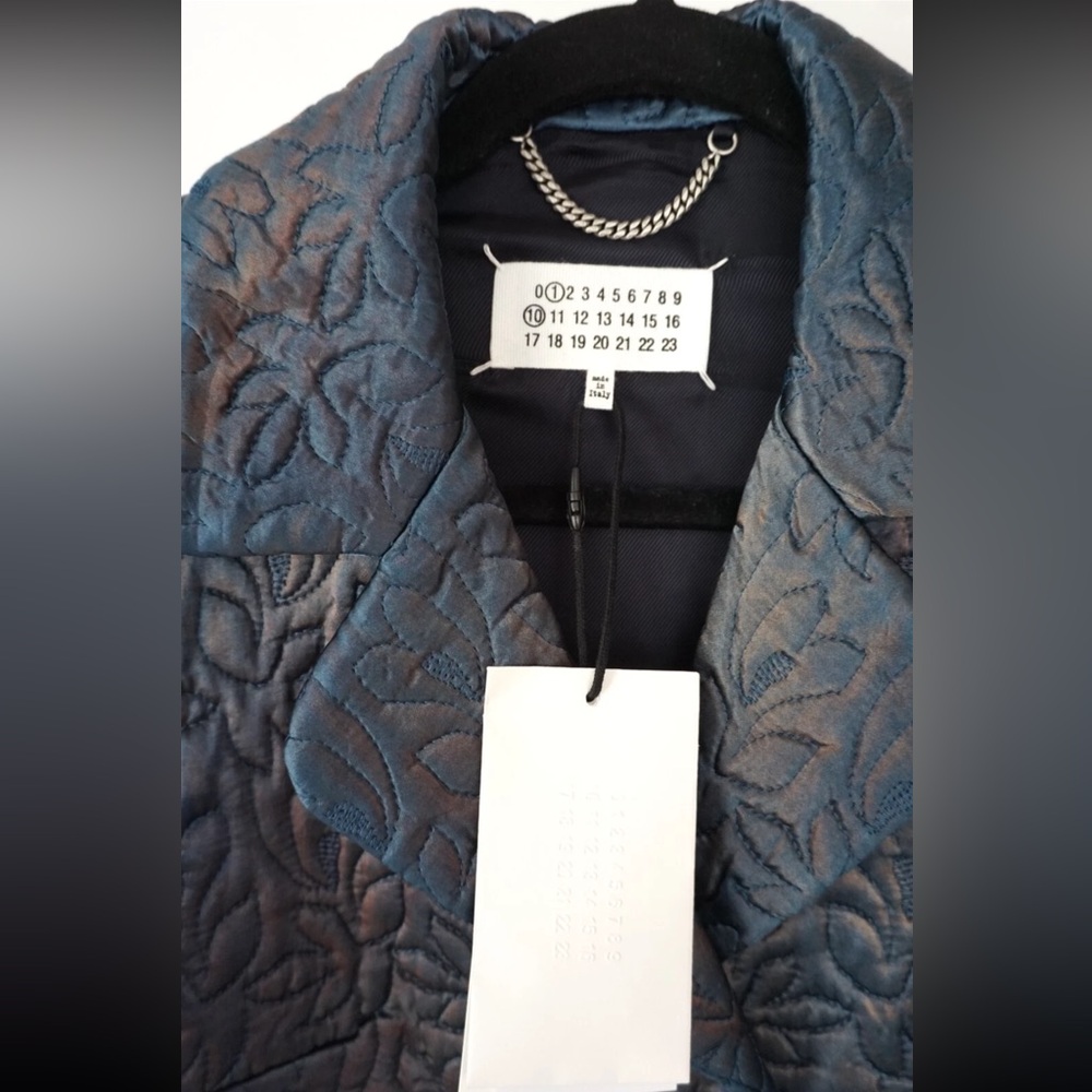 Maison Margiela Single Breasted Midi Coat Blue Sheen Womens Size 36 NWT - Picture 3 of 6